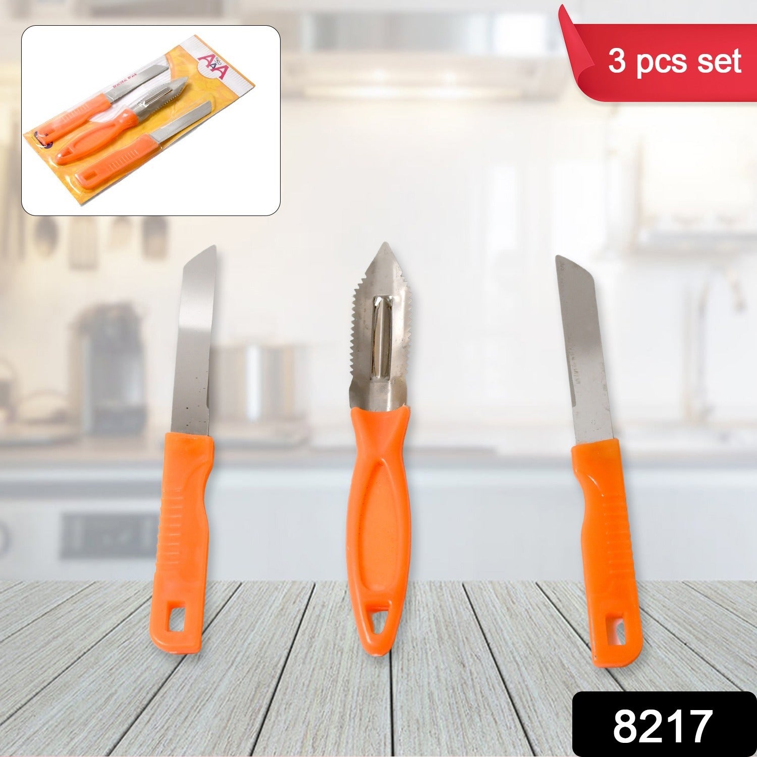 3in1 Multipurpose Stainless Steel Classic Kitchen Knife Set of 3 for Fruits and Vegetable Chopping / Cutting / Peeling, Kitchen Knife / Vegetable Peeler / Plain Knife 3in1 Multipurpose Stainless Steel Classic Kitchen Knife Set of 3 for Fruits and Vegetable Chopping / Cutting / Peeling, Kitchen Knife / Vegetable Peeler / Plain Knife